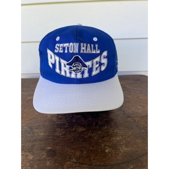 Vintage Seton Hall Pirates Blue & White Snapback Hat W3 - Picture 1 of 6